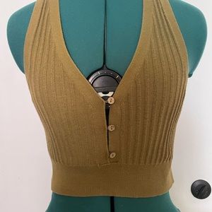 Free People cropped knit vest in mount olive